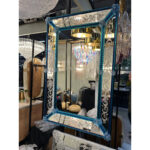 Contemporary Modern Venetian Blue Wall Mirror Hand-Carved in Murano Glass - Image 4