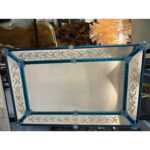 Contemporary Modern Venetian Blue Wall Mirror Hand-Carved in Murano Glass - Image 6