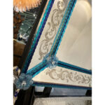Contemporary Modern Venetian Blue Wall Mirror Hand-Carved in Murano Glass - Image 2