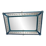 Contemporary Modern Venetian Blue Wall Mirror Hand-Carved in Murano Glass