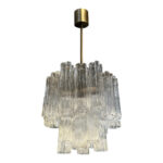 Contemporary Murano Glass “Tronchi” Chandelier Burnished Metal Frame