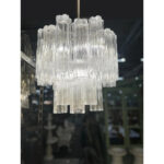 Contemporary Murano Glass “Tronchi” Chandelier Burnished Metal Frame - Image 2