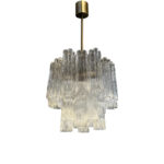 Contemporary Murano Glass “Tronchi” Chandelier Burnished Metal Frame - Image 5