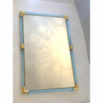 Contemporary Rectangular Light-Blue Mirror With “Torchon-Torciglione ” Murano Glass - Image 3