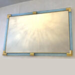 Contemporary Rectangular Light-Blue Mirror With “Torchon-Torciglione ” Murano Glass - Image 2