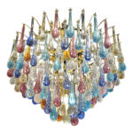 Huge Scenographic Multicolor "Drops" Murano Glass Chandelier by Simoeng