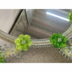 Italian 2000s Venetian Oval Green Floreal Hand-Carving Mirror in Murano Glass Style - Image 6
