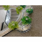 Italian 2000s Venetian Oval Green Floreal Hand-Carving Mirror in Murano Glass Style - Image 7