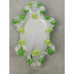 Italian 2000s Venetian Oval Green Floreal Hand-Carving Mirror in Murano Glass Style - Image 8