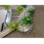Italian 2000s Venetian Oval Green Floreal Hand-Carving Mirror in Murano Glass Style - Image 2