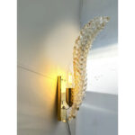 Italian Venetian Gold "Graniglia" Leave Murano Glass Walls Sconce - a Pair - Image 2
