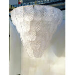 Italian White Graniglia “Petals” Murano Glass Chandelier - Image 3