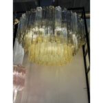 Mid Century Modern Italian Amber and Fumè "Tronchi" Murano Glass Chandelier by Simoeng - Image 7