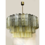 Mid Century Modern Italian Amber and Fumè "Tronchi" Murano Glass Chandelier by Simoeng - Image 5