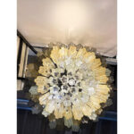 Mid Century Modern Italian Amber and Fumè "Tronchi" Murano Glass Chandelier by Simoeng - Image 4