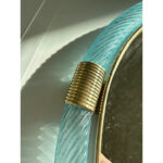 Venetian Azzure Murano Glass Wall Mirror With “Torciglione” Torchon in Barovier-Style - Image 3