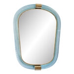Venetian Azzure Murano Glass Wall Mirror With “Torciglione” Torchon in Barovier-Style