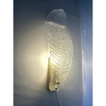 Venetian White "Graniglia" Leave Murano Glass Walls Sconce - a Pair - Image 4