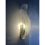 Venetian White "Graniglia" Leave Murano Glass Walls Sconce - a Pair - Image 5