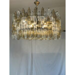 Contemporary Huge "Poliedro" Murano Glass Brunish Chandelier in Venini Style by Simoeng - Image 7