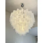 Contemporary Huge Venied-White Alabastro "Tronchi" Murano Glass Chandelier by Simoeng - Image 8