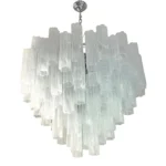 Contemporary Huge Venied-White Alabastro "Tronchi" Murano Glass Chandelier by Simoeng