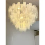 Contemporary Huge Venied-White Alabastro "Tronchi" Murano Glass Chandelier by Simoeng - Image 6