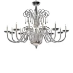 Huge Venetian Elegant Transparent “Curls” Murano Glass Chandelier