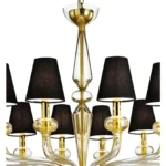 Modern Linear “Transparent” and Gold-Leaf Murano Glass Chandelier - Image 6