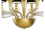 Modern Linear “Transparent” and Gold-Leaf Murano Glass Chandelier - Image 5