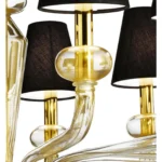 Modern Linear “Transparent” and Gold-Leaf Murano Glass Chandelier - Image 3
