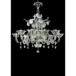 Venetian Romantic Floral Transparent and White Murano Glass Chandelier - Image 8