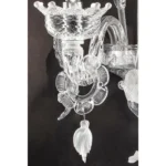 Venetian Romantic Floral Transparent and White Murano Glass Wall Sconce - Image 7
