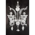 Venetian Romantic Floral Transparent and White Murano Glass Wall Sconce - Image 3