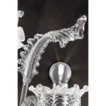 Venetian Romantic Floral Transparent and White Murano Glass Wall Sconce - Image 6