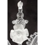 Venetian Romantic Floral Transparent and White Murano Glass Wall Sconce - Image 4