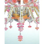 Venetian Romantic Transparent and Pink Floreal “Cà Rezzonico” Chandelier in Murano Glass. - Image 3