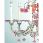 Venetian Romantic Transparent and Pink Floreal “Cà Rezzonico” Chandelier in Murano Glass. - Image 7