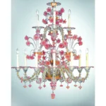 Venetian Romantic Transparent and Pink Floreal “Cà Rezzonico” Chandelier in Murano Glass. - Image 6