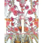 Venetian Romantic Transparent and Pink Floreal “Cà Rezzonico” Chandelier in Murano Glass. - Image 5