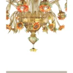 Venetian Scenographic "Sunflowers" Amber and Green Murano Glass Chandelier - Image 4