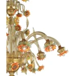 Venetian Scenographic "Sunflowers" Amber and Green Murano Glass Chandelier - Image 6