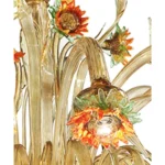 Venetian Scenographic "Sunflowers" Amber and Green Murano Glass Chandelier - Image 5