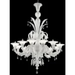 Venetian White “Ca’ Rezzonico” Murano Glass Chandelier With Transparent Little Drops - Image 6
