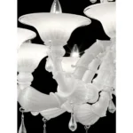 Venetian White “Ca’ Rezzonico” Murano Glass Chandelier With Transparent Little Drops - Image 5