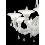 Venetian White “Ca’ Rezzonico” Murano Glass Chandelier With Transparent Little Drops - Image 4