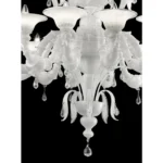 Venetian White “Ca’ Rezzonico” Murano Glass Chandelier With Transparent Little Drops - Image 3