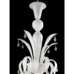 Venetian White “Ca’ Rezzonico” Murano Glass Chandelier With Transparent Little Drops - Image 7