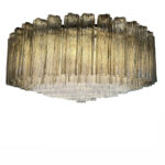 Contemporary Clear and Fumè “Tronchi” Murano Glass flush mount