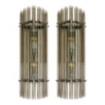 Contemporary Modern Smoked-Fumè Glass Pipes Wall Sconces-Set of Two